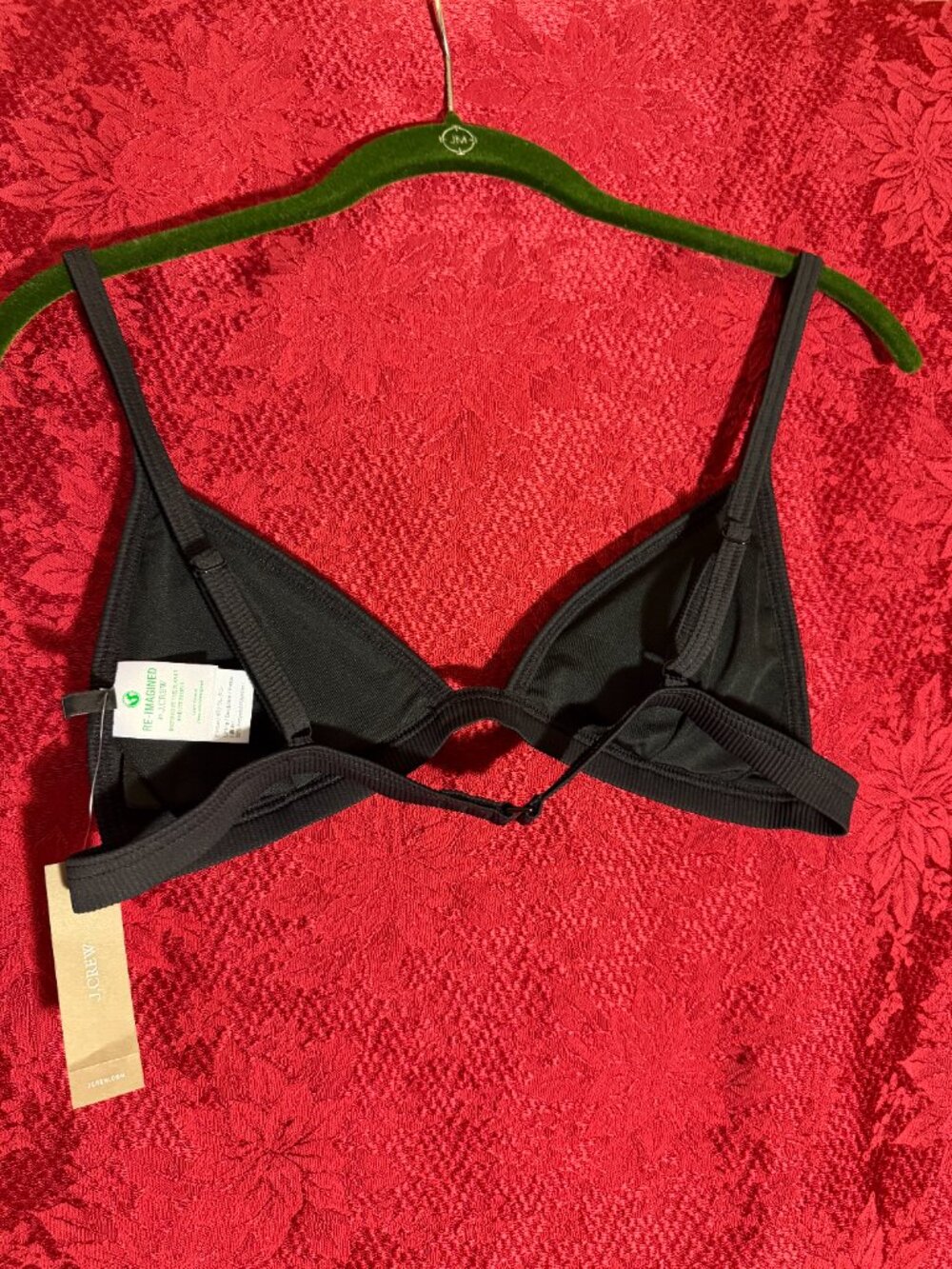 NWT J. Crew Black Ribbed Triangle Bikini Top Sz Small - Picture 3 of 13